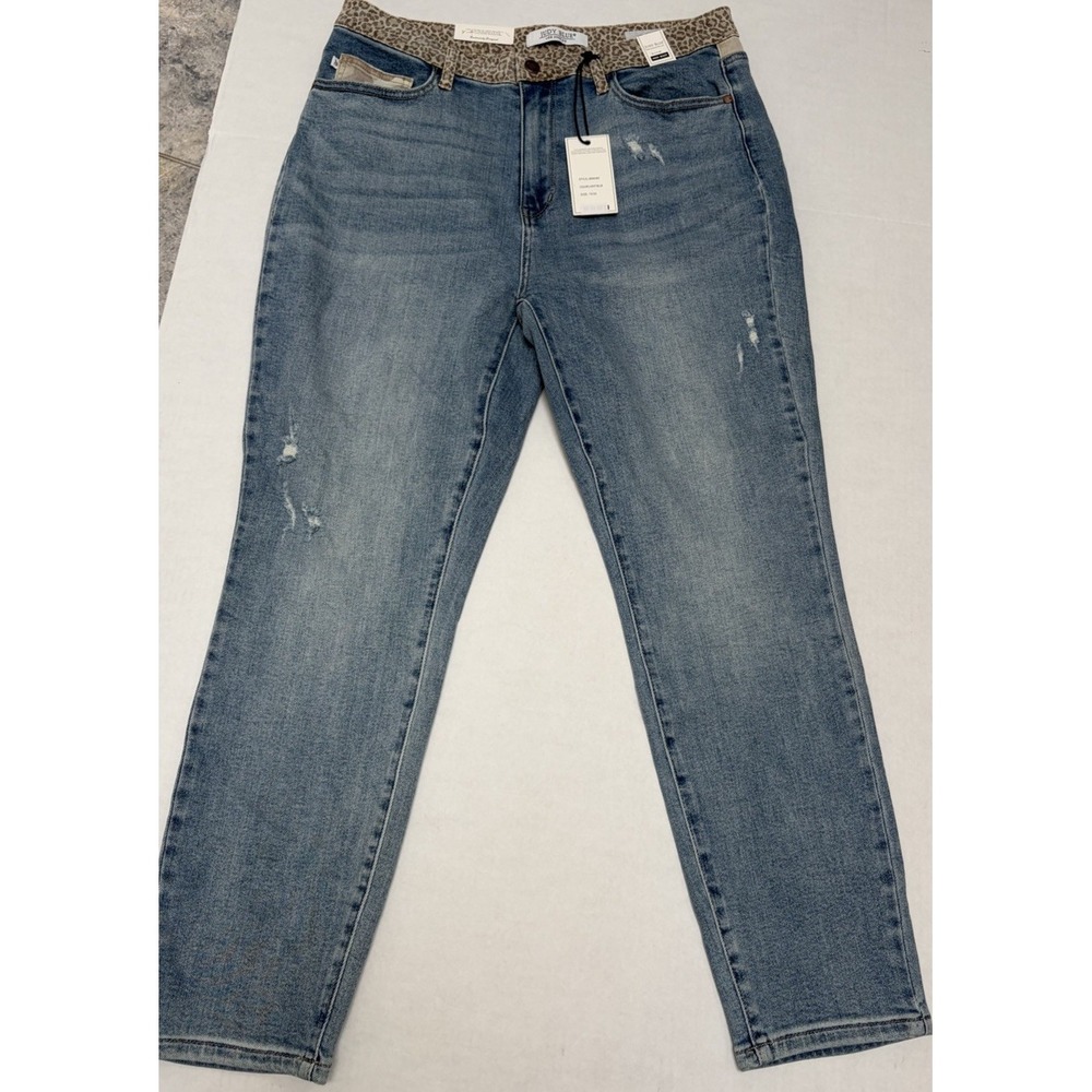 JUDY BLUE NWT Hi-Rise Cheetah Camo Slim Jean sz 15/32 Style 88380 Minor Distress - Picture 5 of 9